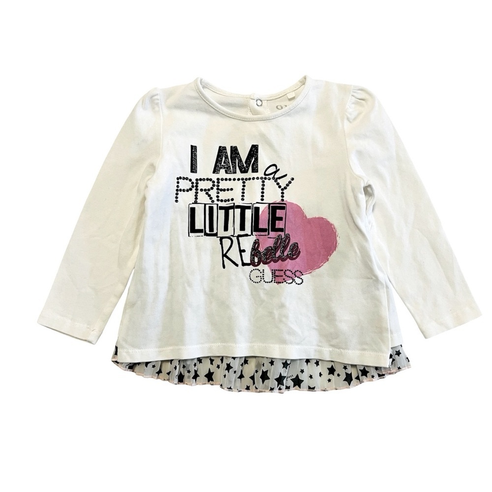 Guess Baby’s White and Pink Long‎ Sleeve Shirt